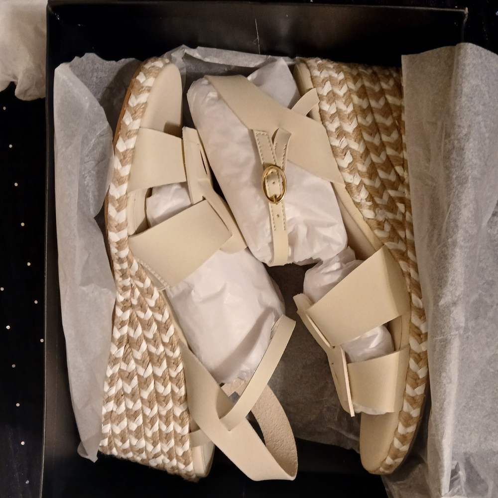 Women's Cream Espadrille Wedge Slingback Sandals